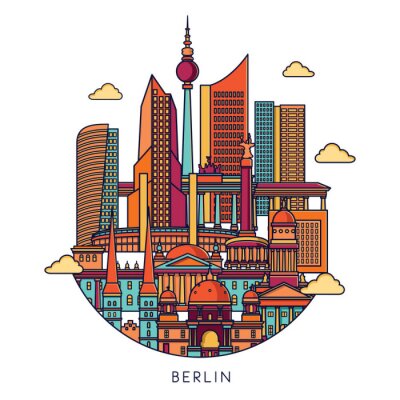 Sticker  Horizon de Berlin. Vector line illustration