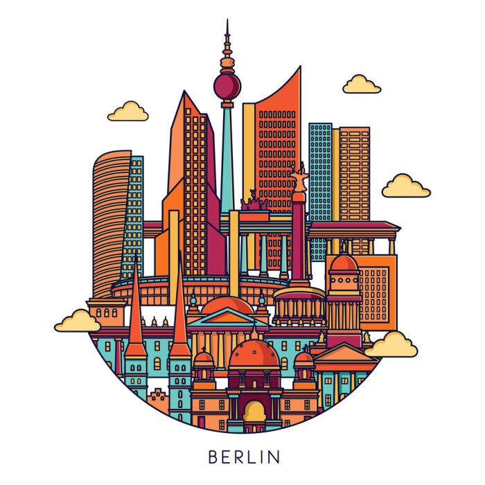 Sticker  Horizon de Berlin. Vector line illustration