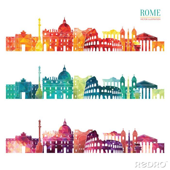 Sticker  Horizon détaillé de Rome. Contexte de voyage et de tourisme. Illustration vectorielle