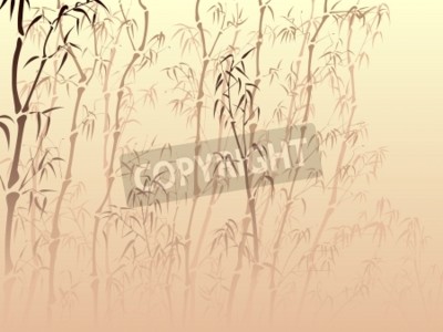 Sticker  Horizontal fond vectoriel avec de nombreux arbres de bambou de brume dans le style asiatique.
