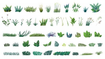Sticker  huge collection of stylized isolated green plants for your illustrations