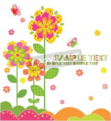 Sticker  Illustration abstraite moderne de fleurs multicolores