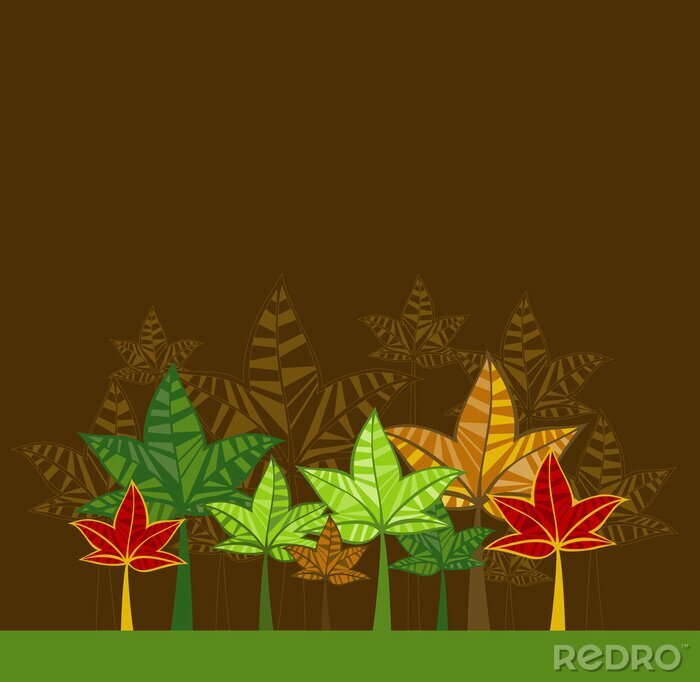 Sticker  illustration avec des arbres, vecteur