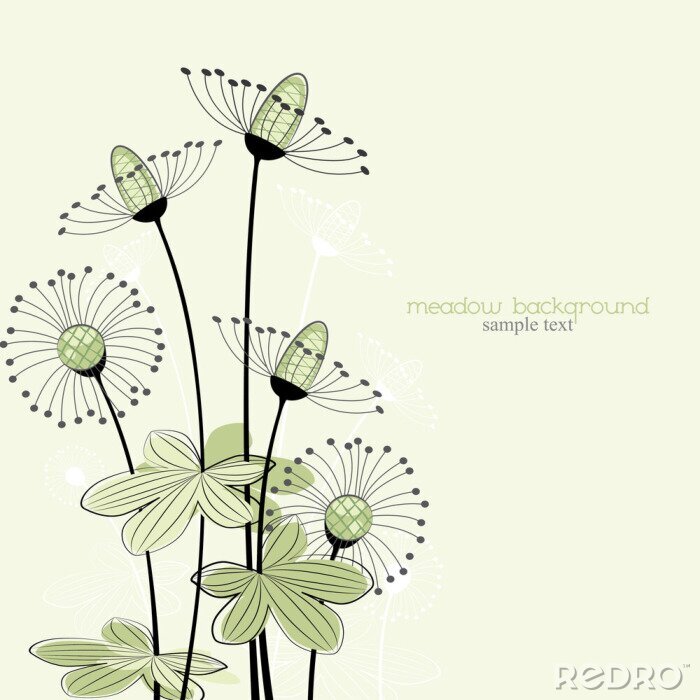 Sticker  Illustration avec des fleurs vertes