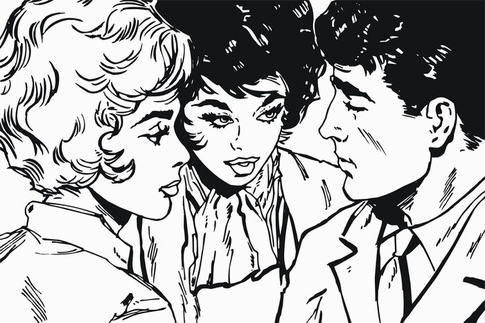 Sticker  Illustration avec un couple dans l'amour