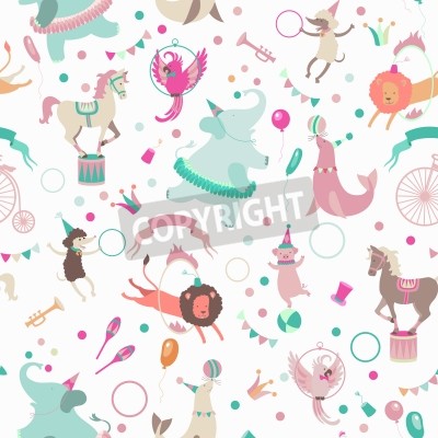 Sticker  Illustration d'animaux de cirque avec fond blanc