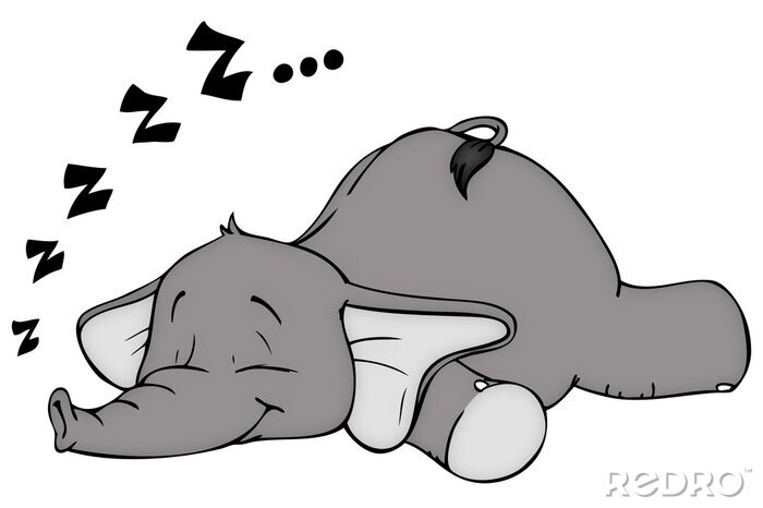 Sticker  Illustration d'éléphant gris endormi pour les enfants