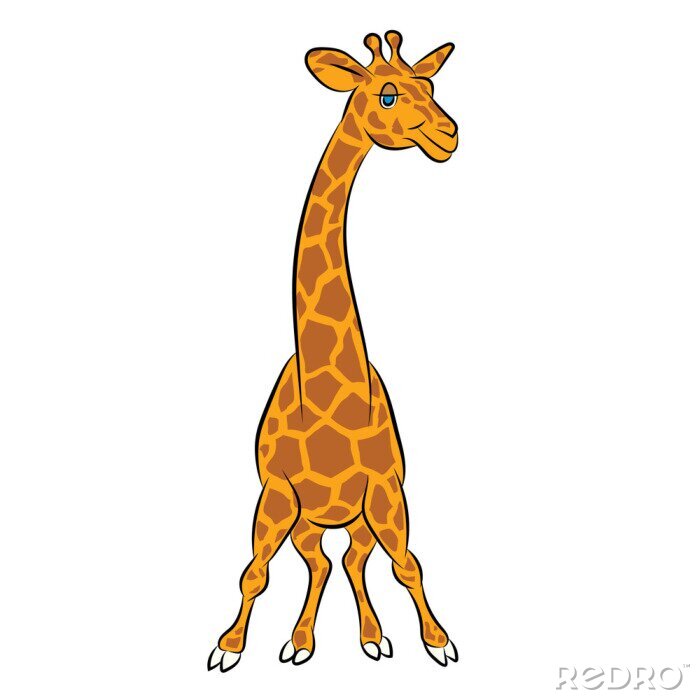 Sticker  Illustration d'une girafe amusante d'animation pour le livre d'enfants
