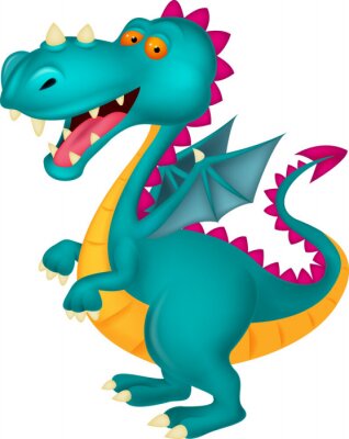 Sticker  Illustration de conte de fées dragon ailé turquoise