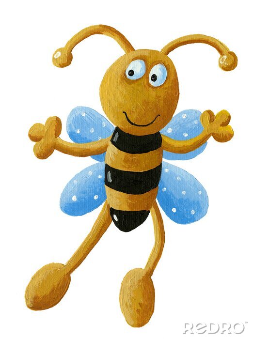 Sticker  Illustration de dessin animé d'abeille souriante