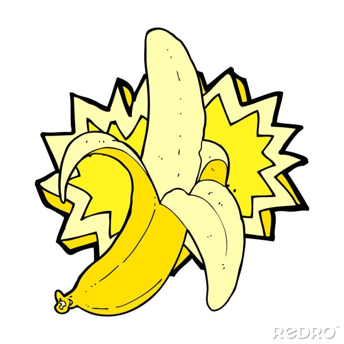 Sticker  Illustration de dessin animé de banane sur fond blanc