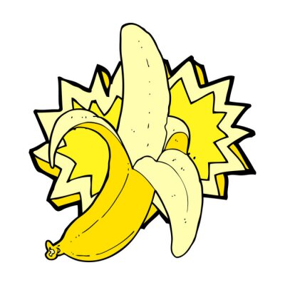 Sticker  Illustration de dessin animé de banane sur fond blanc