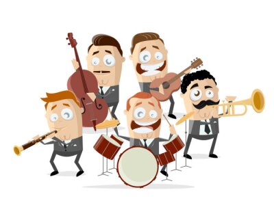 Sticker  illustration de dessin animé drôle d'un groupe de musique