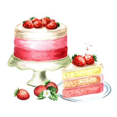 Sticker  Illustration de dessinés à la main aquarelle, isolé sur fond blanc