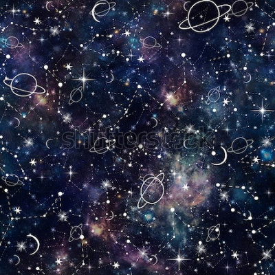 Sticker  Illustration de l'espace extra-atmosphérique pour enfants avec constellations