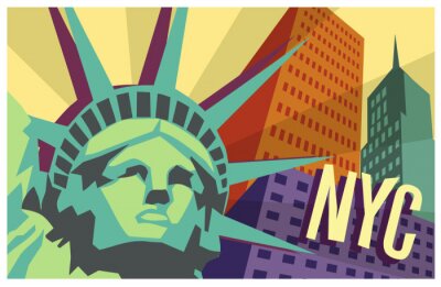 Illustration de la ville de New York et de la Statue de la Liberté