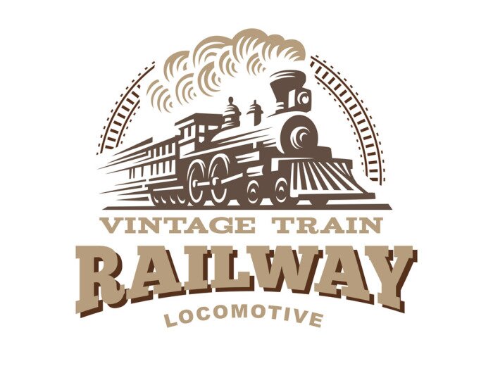 Sticker  Illustration de logo de locomotive, emblème de style vintage