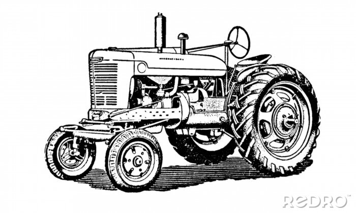 Sticker  Illustration de machines agricoles rétro tracteur Vintage