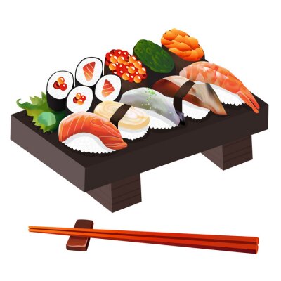 Sticker  Illustration de nourriture: Illustration de nourriture japonaise