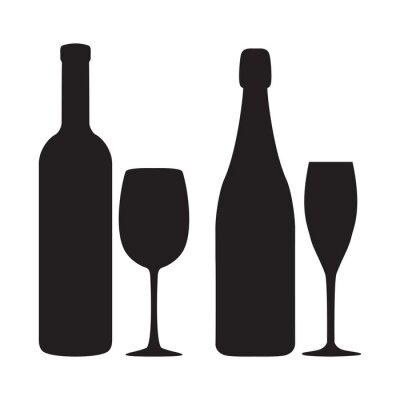 Sticker  Illustration de siluettes de bouteilles et de verres de vin et sha