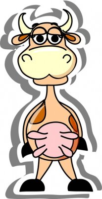 Sticker  Illustration de style bande dessinée de vache à cornes