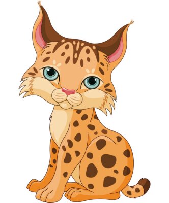 Sticker  Illustration de style dessin animé petit lynx
