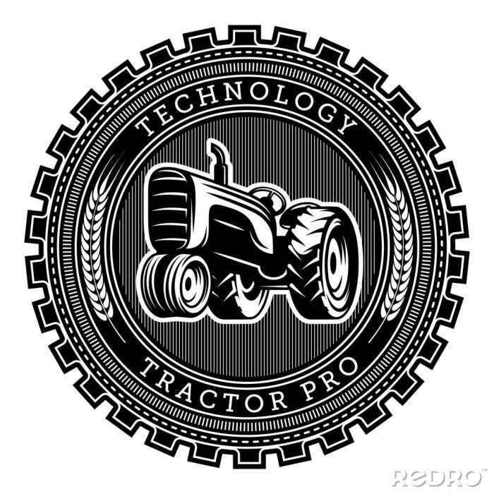 Sticker  Illustration du logo du tracteur vectoriel. Conception Emblème