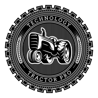 Sticker  Illustration du logo du tracteur vectoriel. Conception Emblème