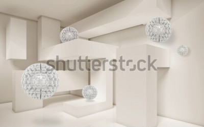 Sticker  Illustration du modèle de boule cristalline 3D sur fond d'écran 3D de fond décoratif. Art moderne graphique