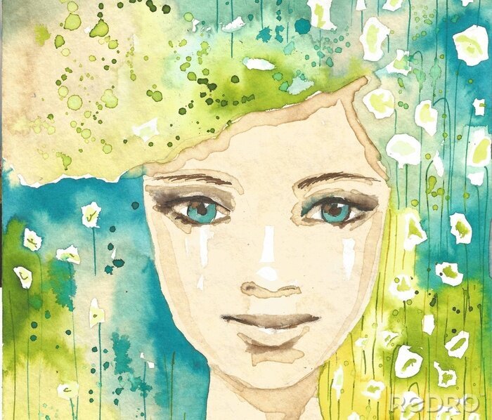 Sticker  illustration du portrait abstrait d'une femme