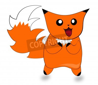Sticker  Illustration enfantine d'un renard avec une grosse queue