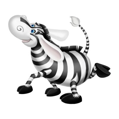 Sticker  Illustration: Ensemble d'éléments: Zebra en danse. Style de vie réaliste de bande dessinée fantastique