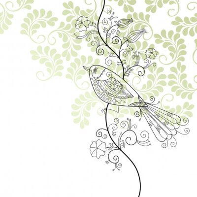 Sticker  illustration floral élégant, carte de voeux