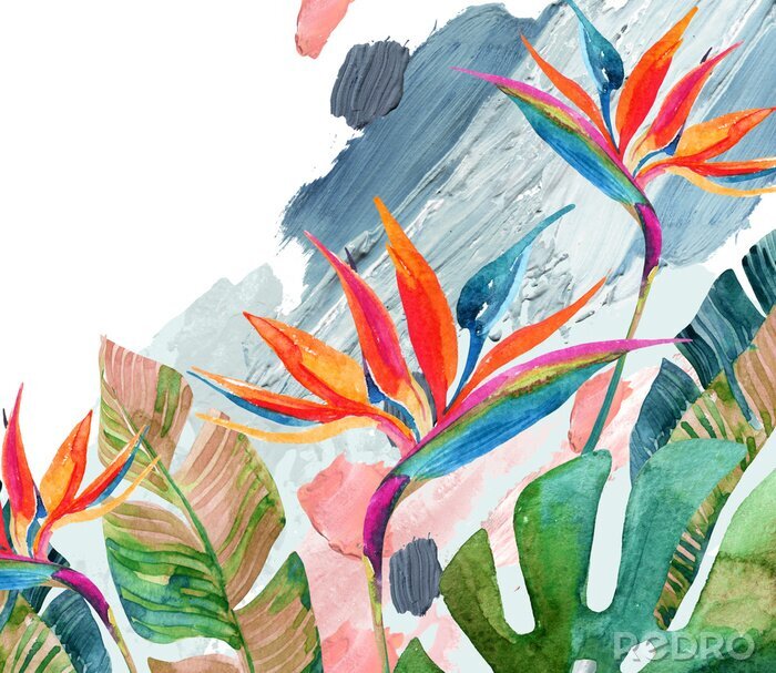 Sticker  Illustration floristique multicolore abstraite faite avec de la peinture