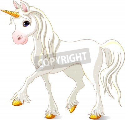 Sticker  Illustration joyeuse de licorne amicale blanche