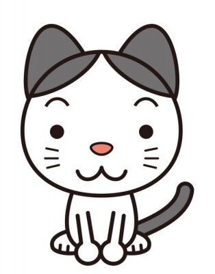 Sticker  Illustration minimaliste de chat gris et blanc