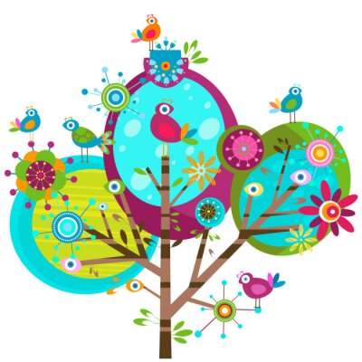 Sticker  Illustration moderne de l'arbre arc-en-ciel abstrait