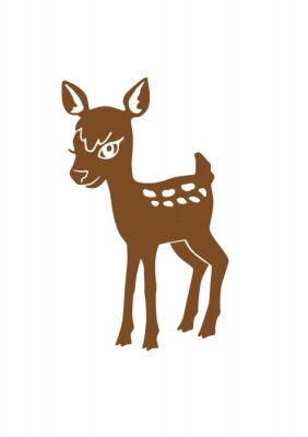 Sticker  Illustration monochrome de cerf tacheté brun
