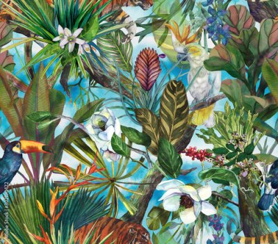 Sticker  Illustration multicolore dans l'esthétique tropicale
