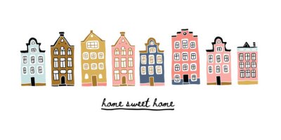 Sticker  Illustration of Amsterdam houses with lettering