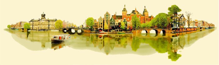 Sticker  Illustration panoramique AMSTERDAM vue ..