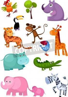 Sticker  Illustration pour enfants joyeux animaux colorés