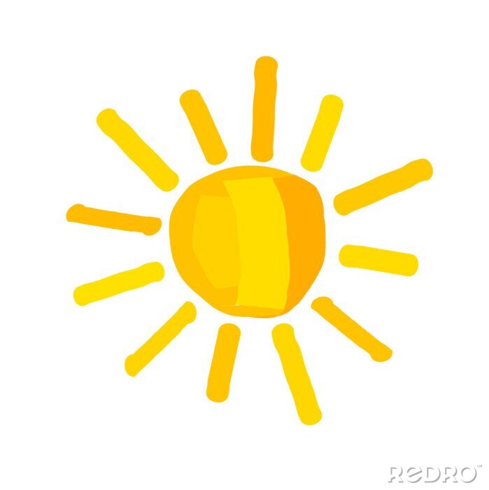 Sticker  Illustration pour enfants simple soleil jaune