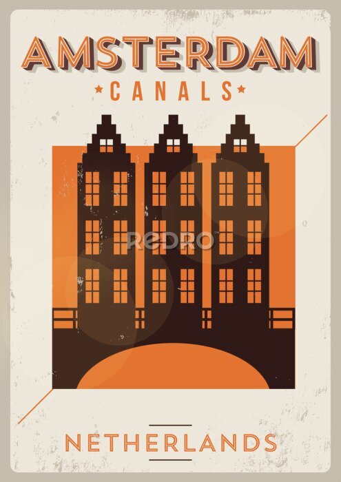 Sticker  Illustration rétro d'Amsterdam