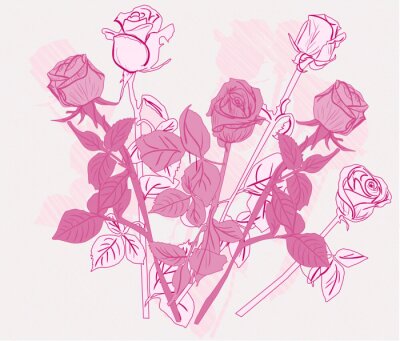 Sticker  Illustration rose avec des roses