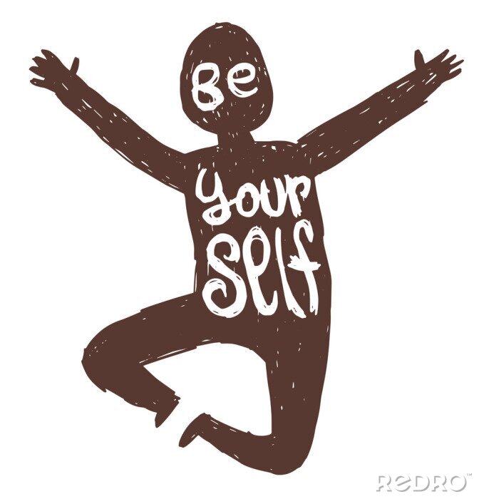 Sticker  Illustration typographique avec un homme joyeux