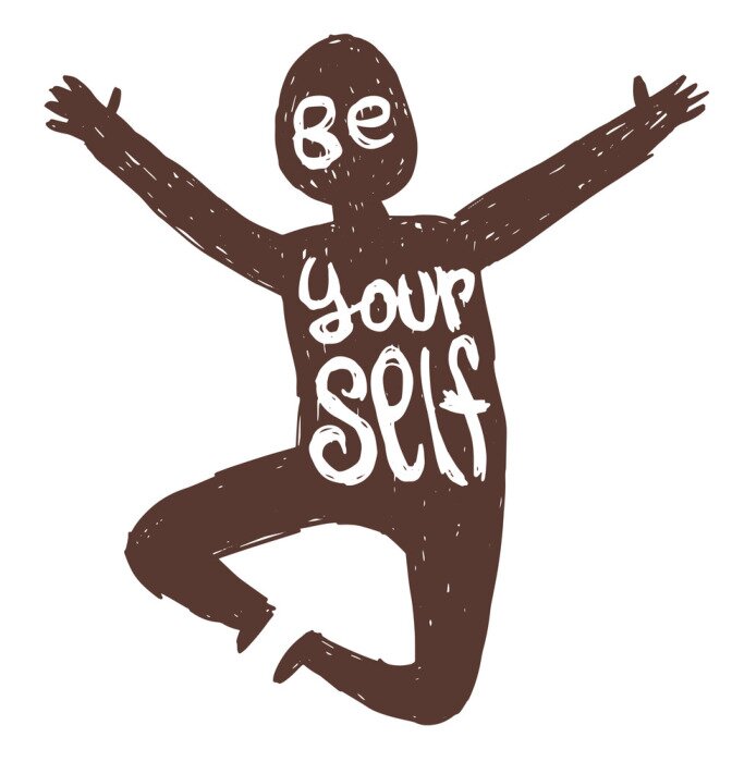 Sticker  Illustration typographique avec un homme joyeux