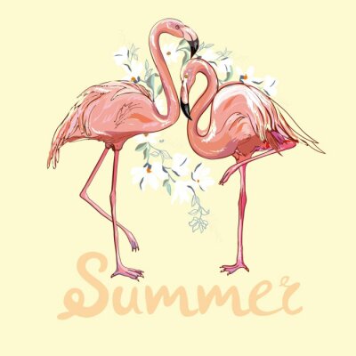 Sticker  Illustration vectorielle de flamant rose