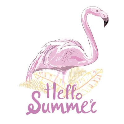 Sticker  Illustration vectorielle de flamant rose
