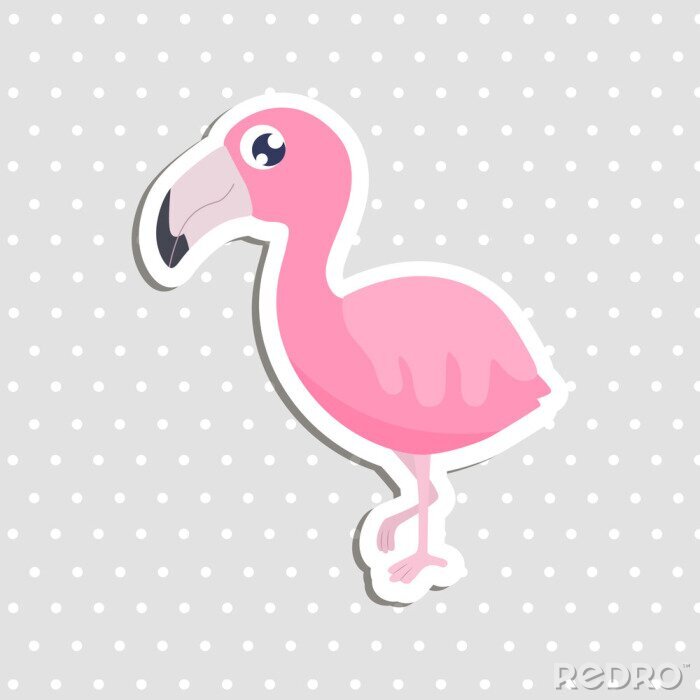 Sticker  Illustration vectorielle de flamingo mignon autocollant.